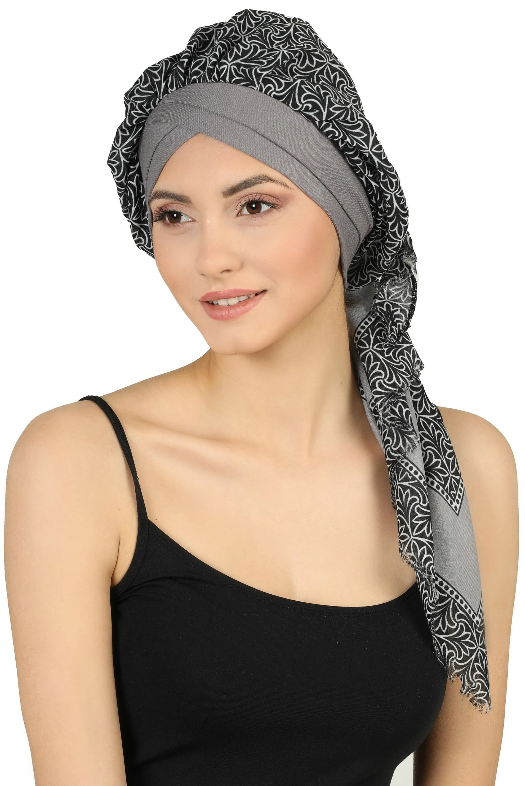 W Front Cap with Attached Head Scarf