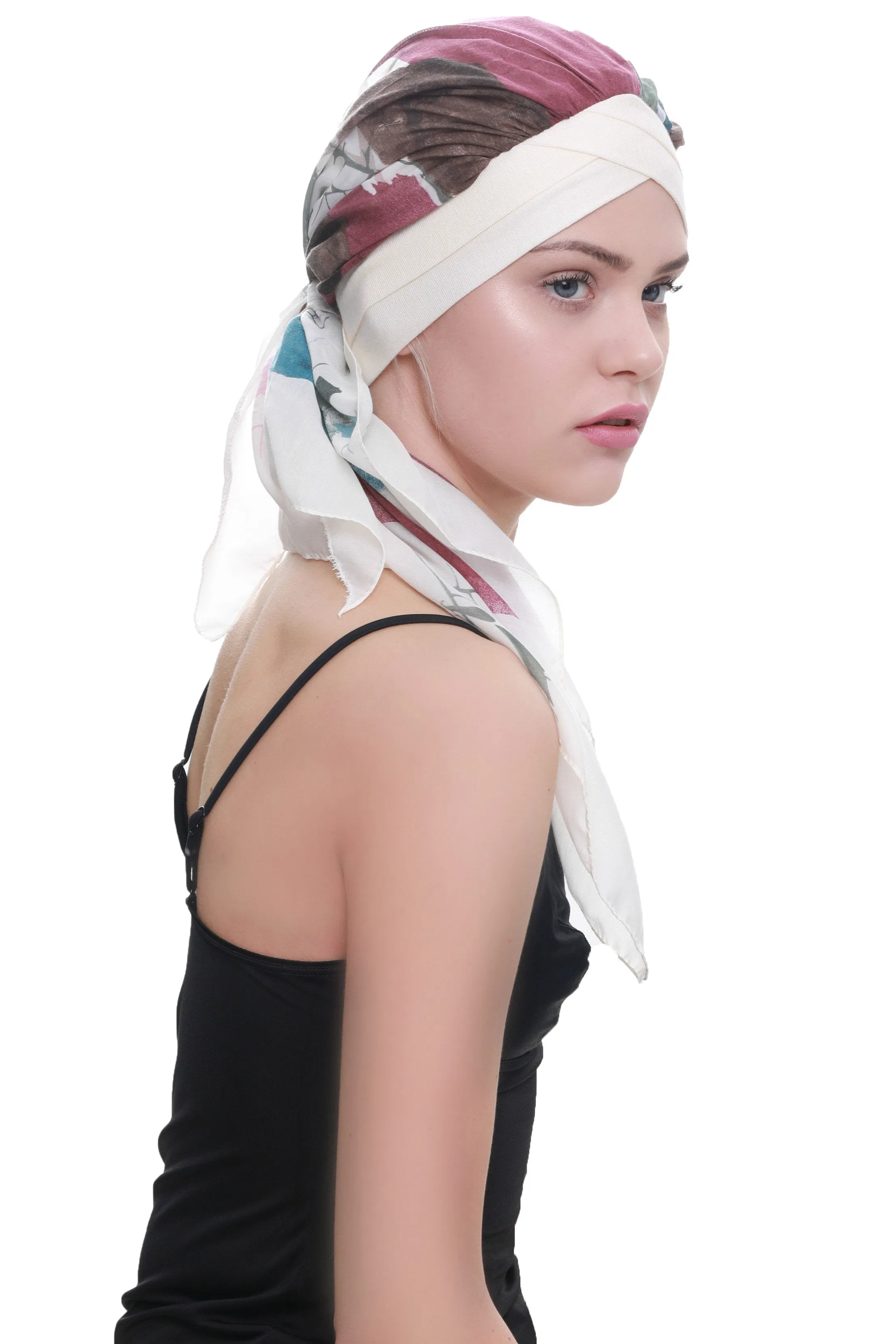 W Front Cap with Attached Head Scarf