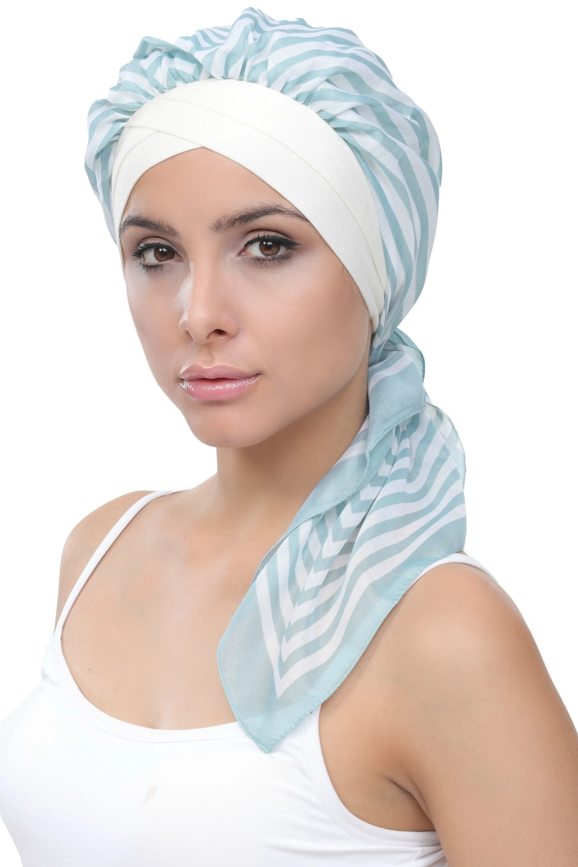 W Front Cap with Attached Head Scarf