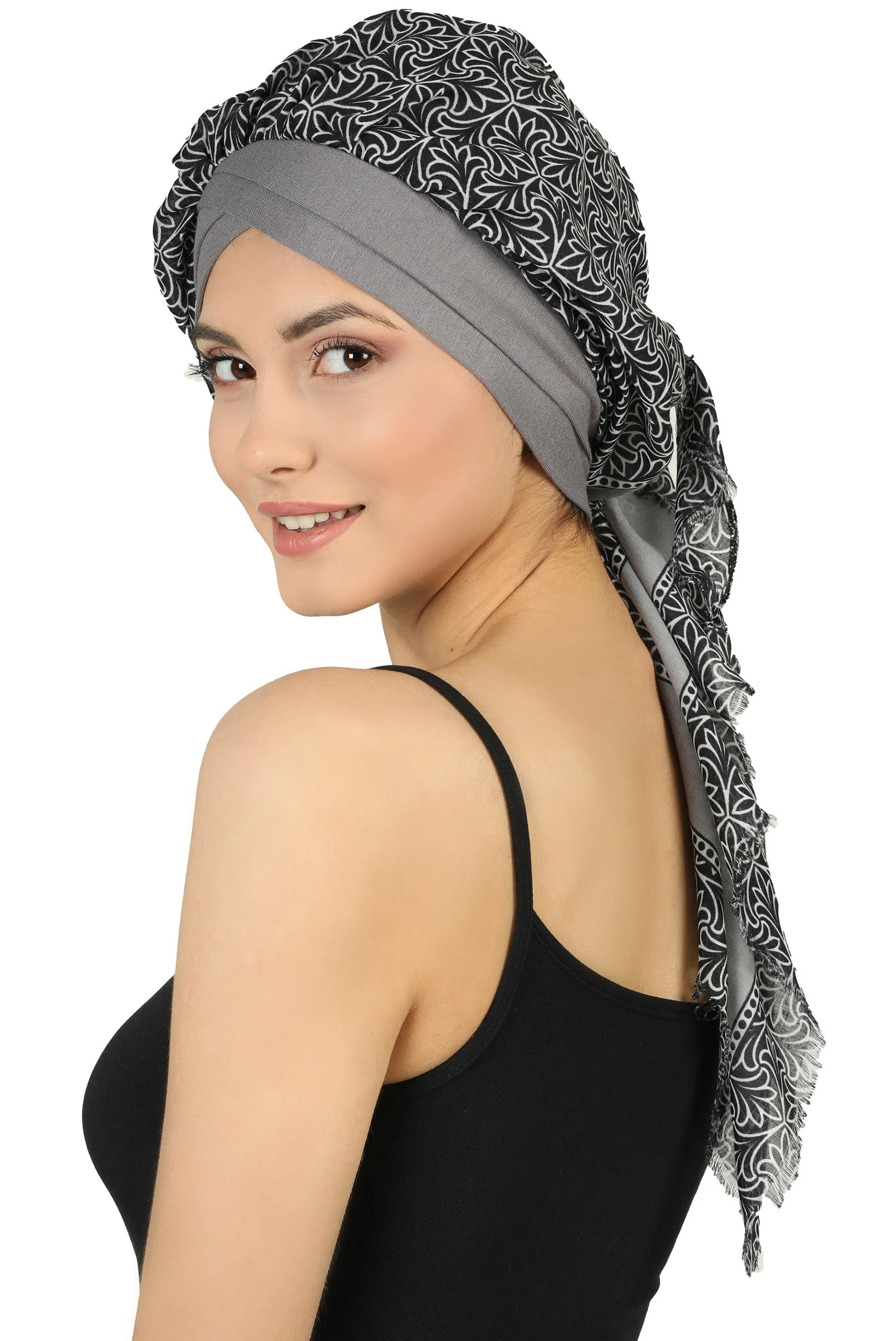 W Front Cap with Attached Head Scarf