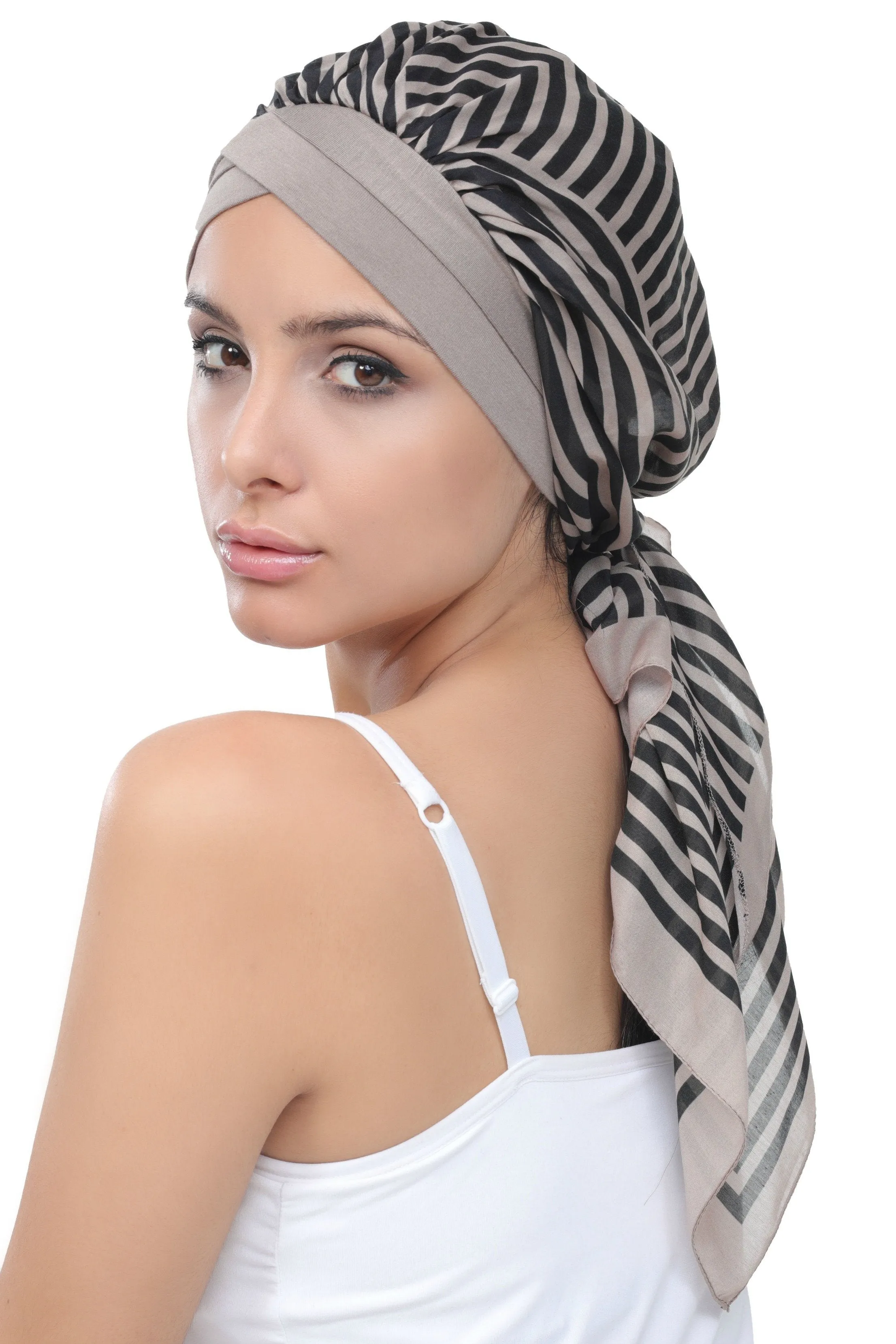 W Front Cap with Attached Head Scarf