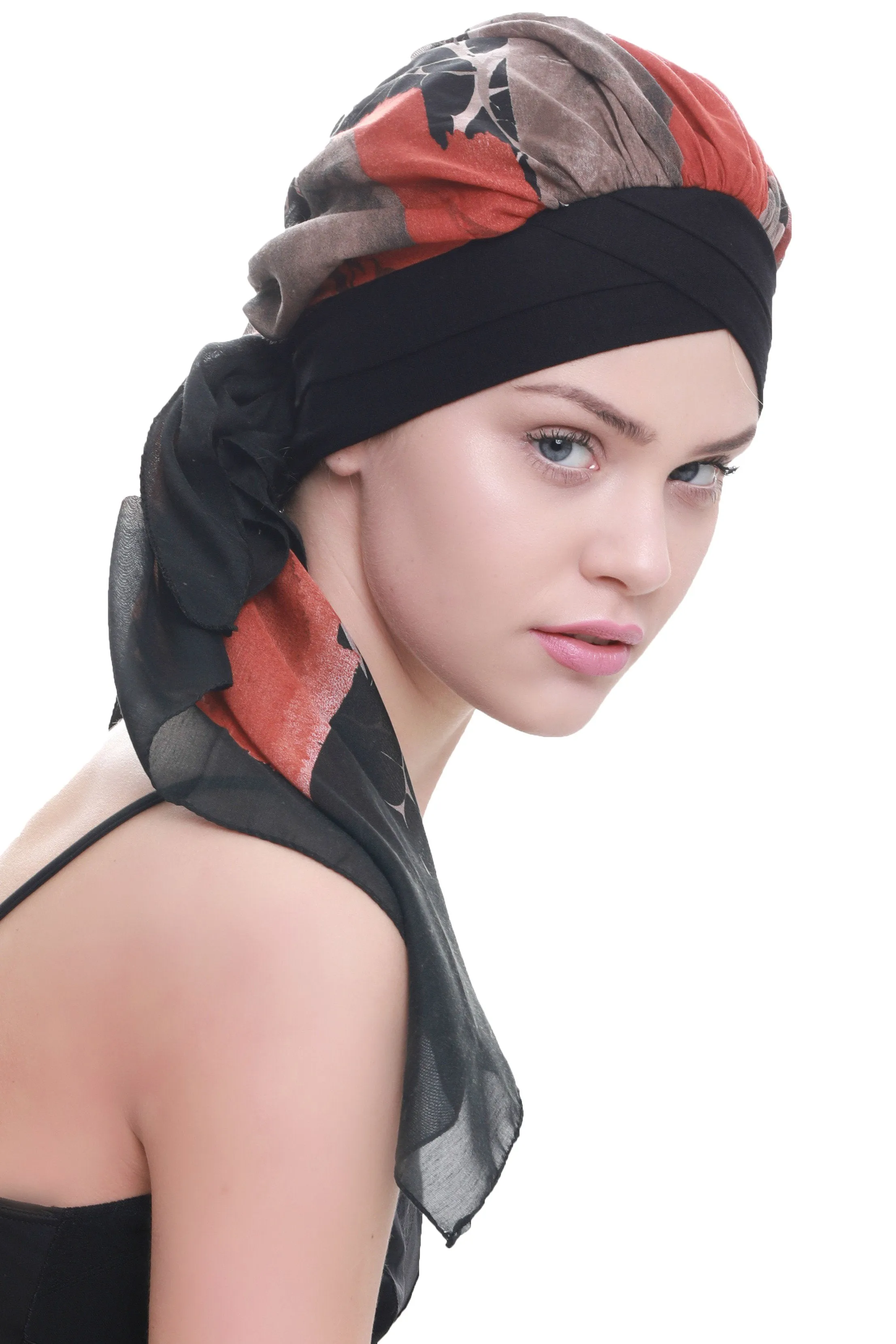 W Front Cap with Attached Head Scarf