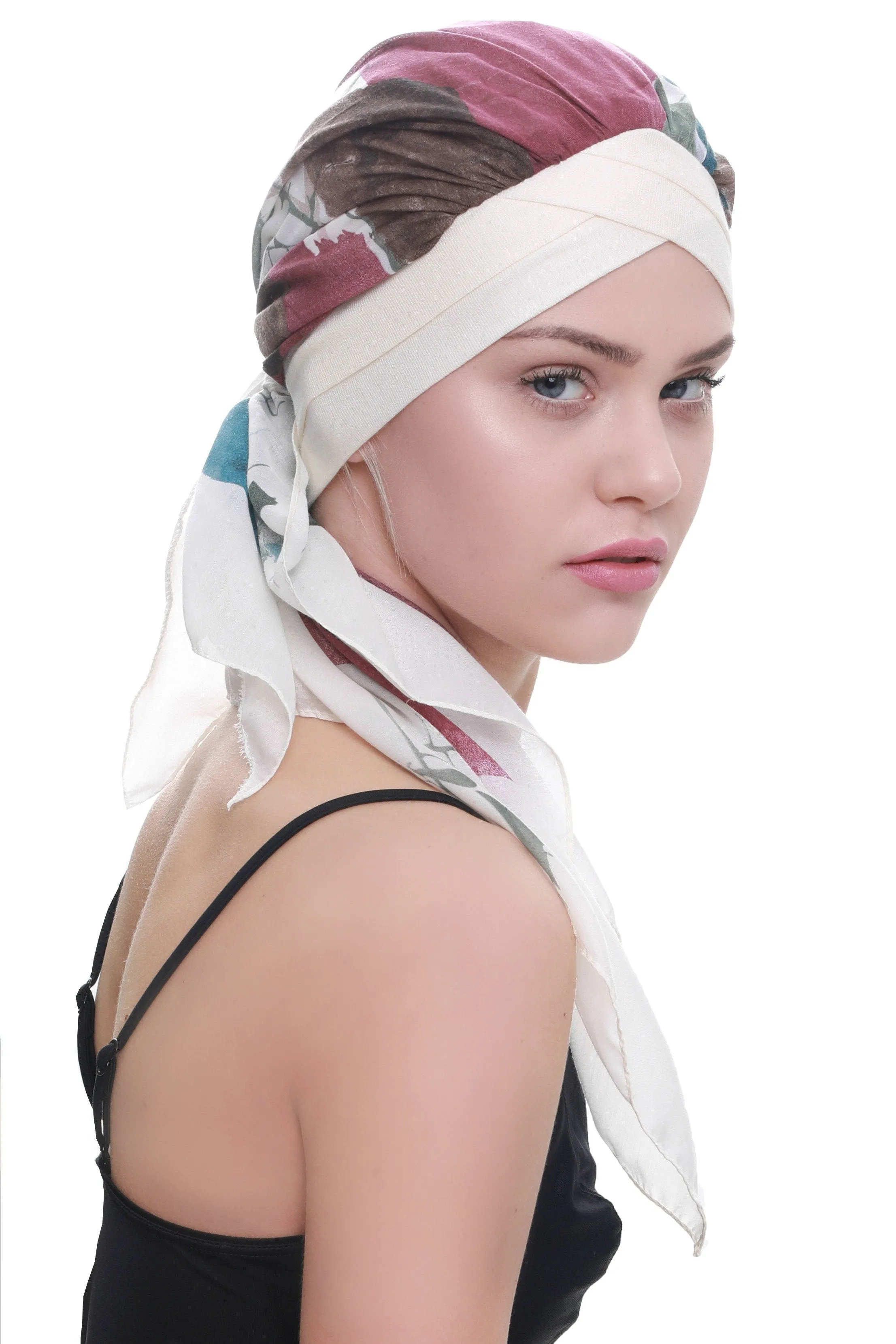 W Front Cap with Attached Head Scarf