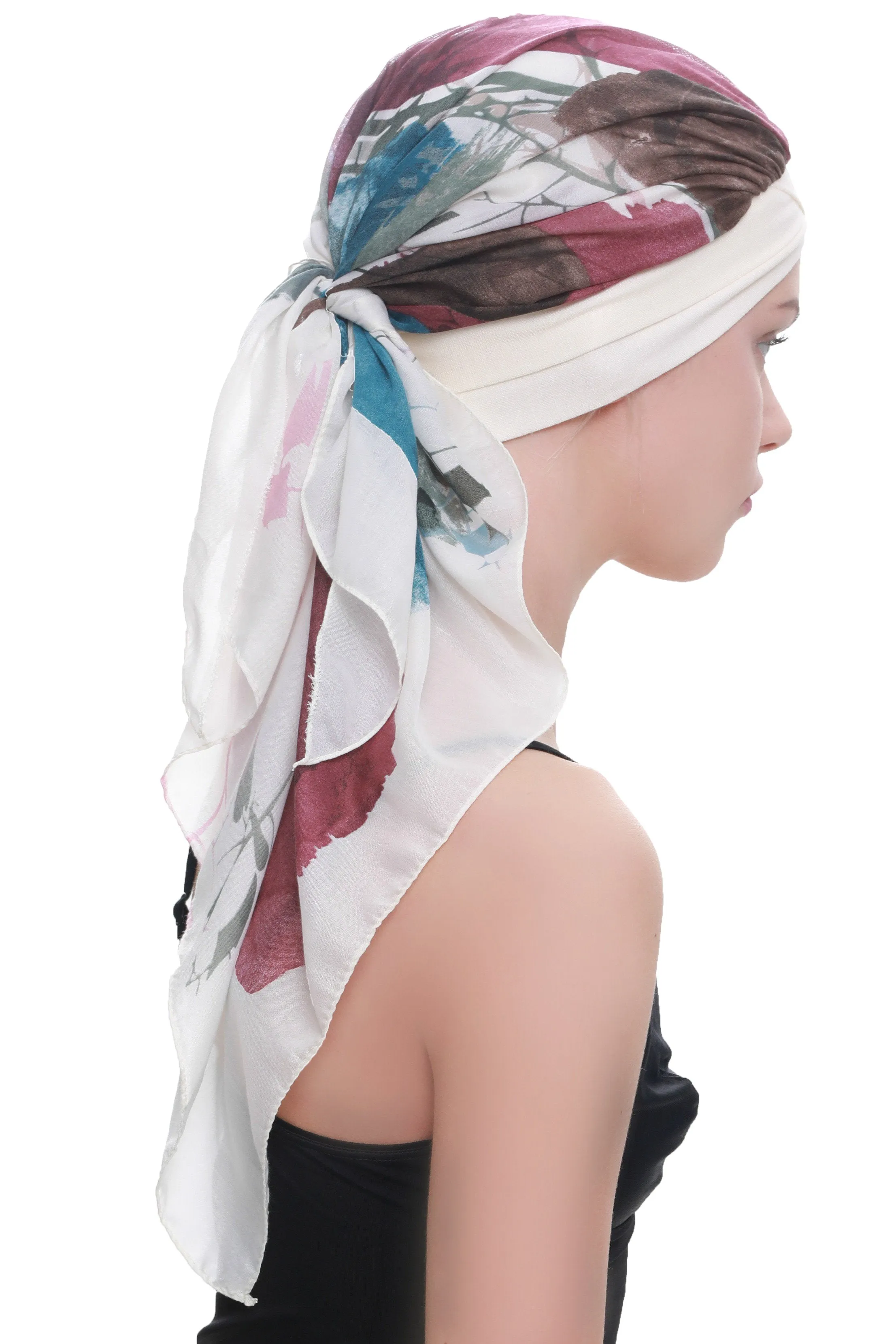 W Front Cap with Attached Head Scarf