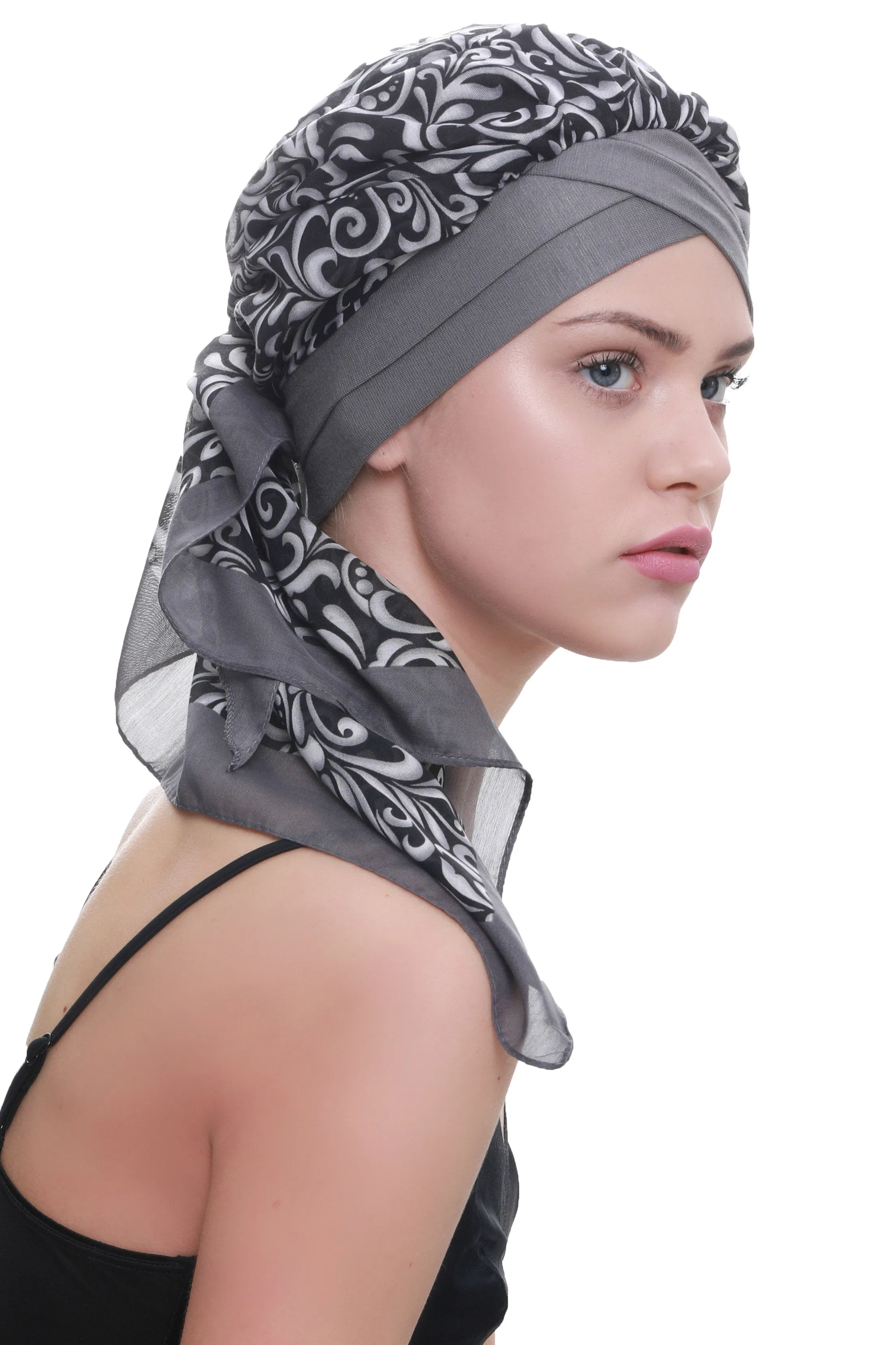 W Front Cap with Attached Head Scarf