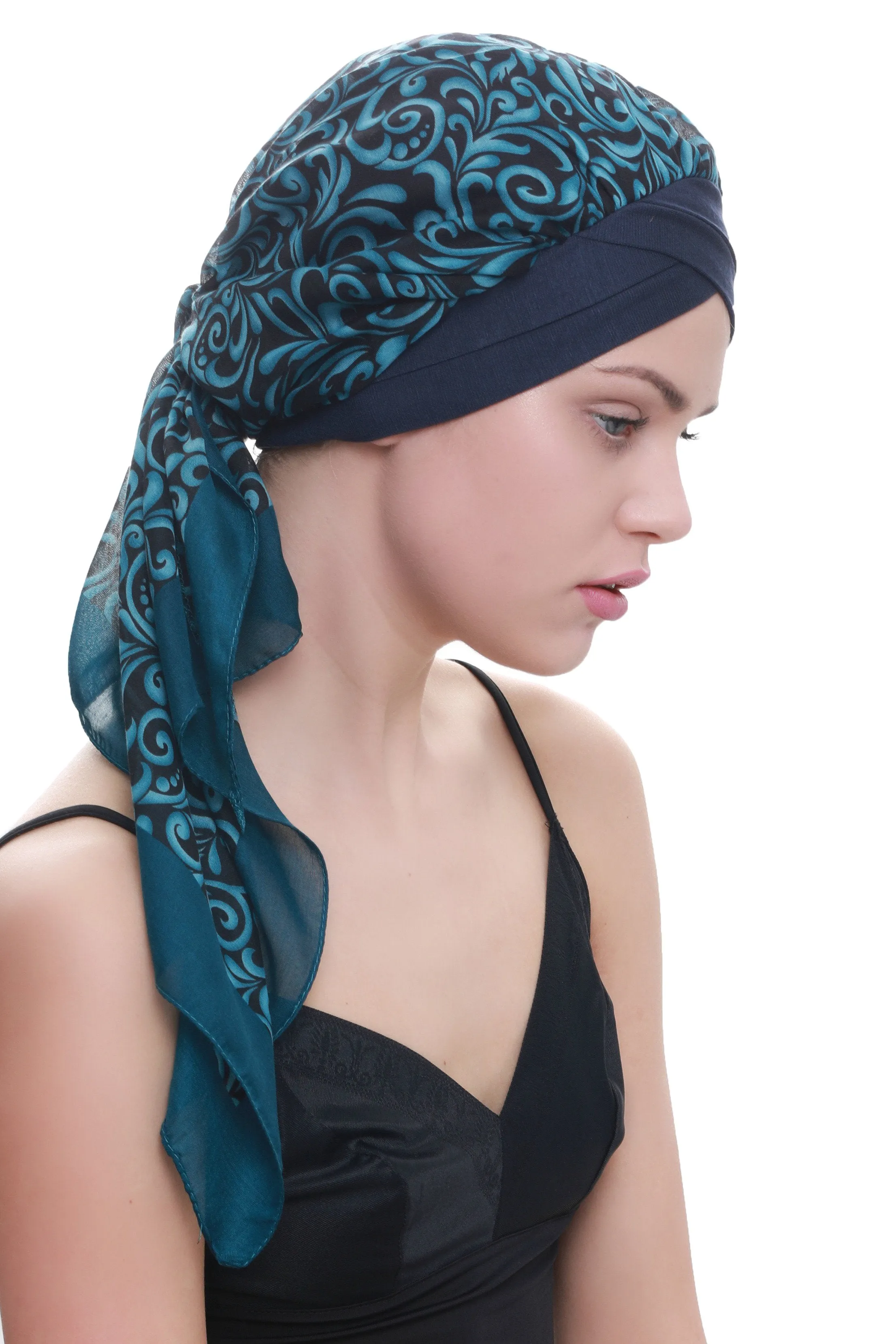 W Front Cap with Attached Head Scarf