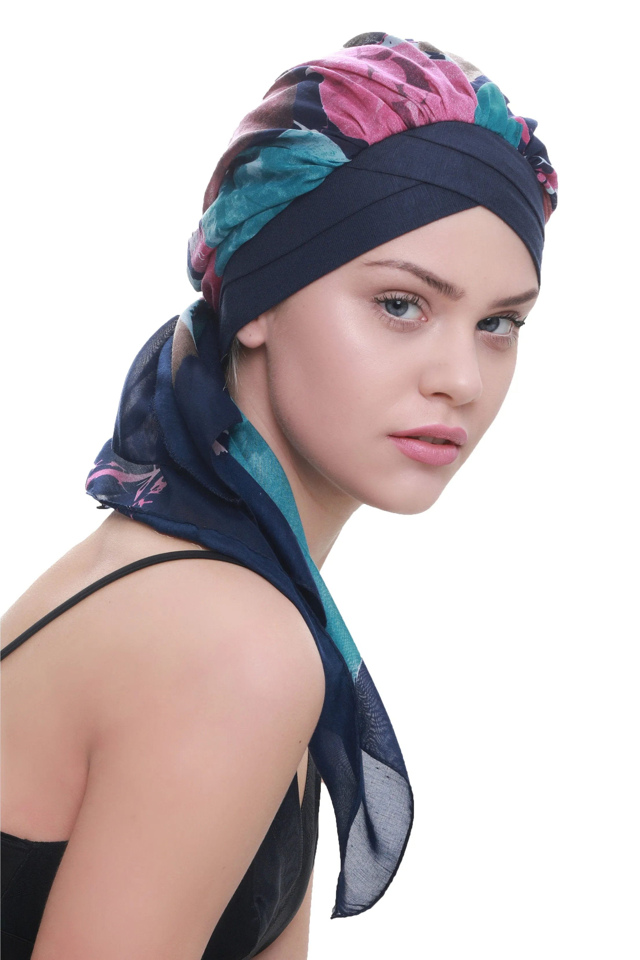 W Front Cap with Attached Head Scarf