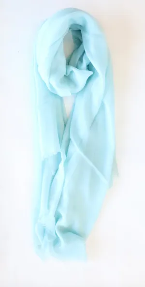 White   Warren - Solid Woven Cashmere Wrap in Robin Egg Blue